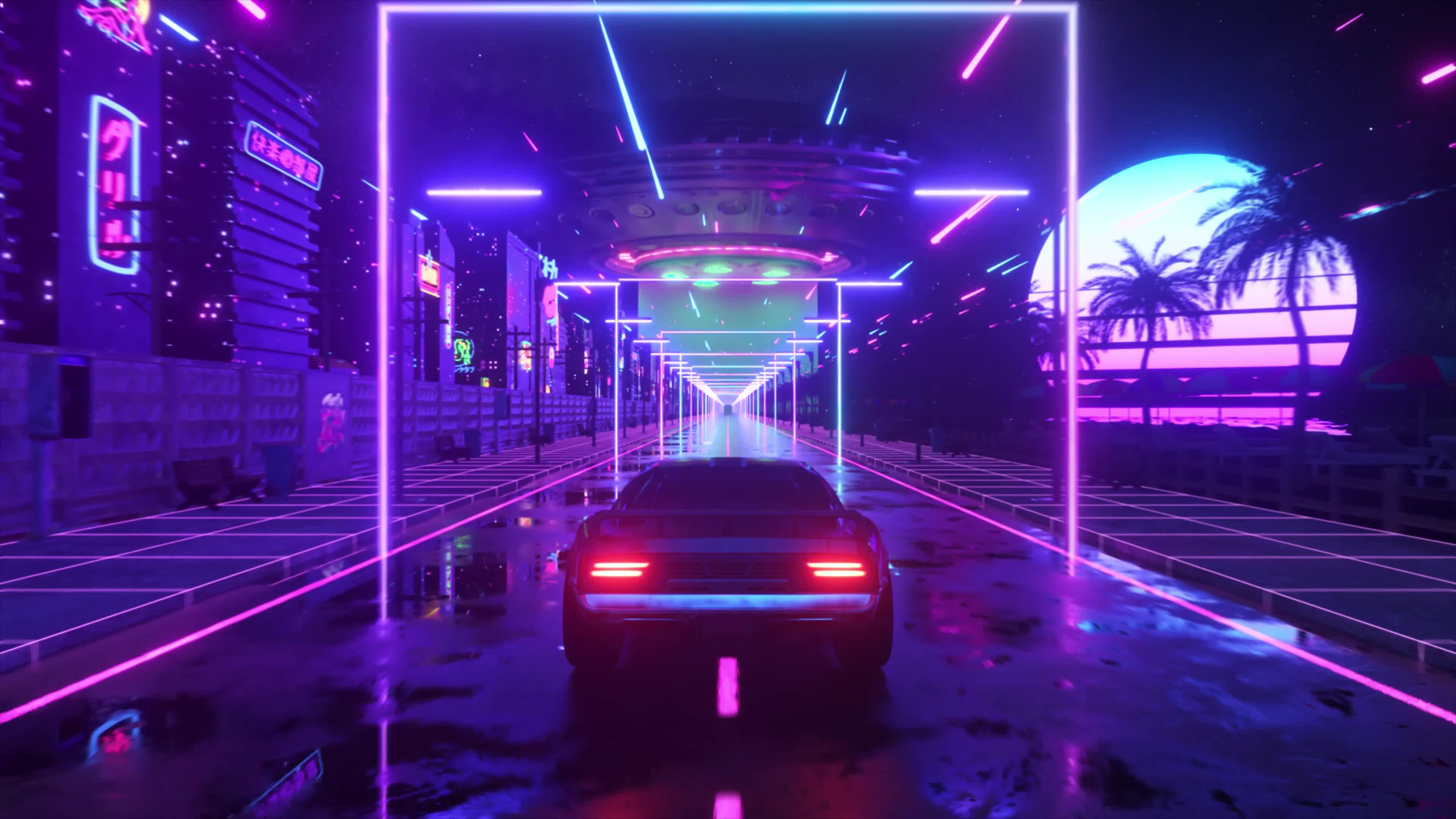 Download PC Retro Neon Car Live Wallpaper Free