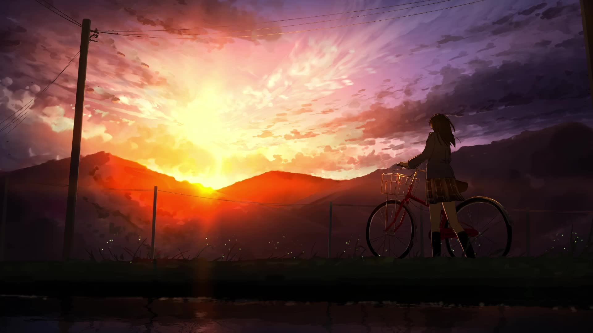 Download PC Anime Ride Sunset Live Wallpaper