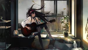 PC HD Guitar Rain Live Anime Wallpaper