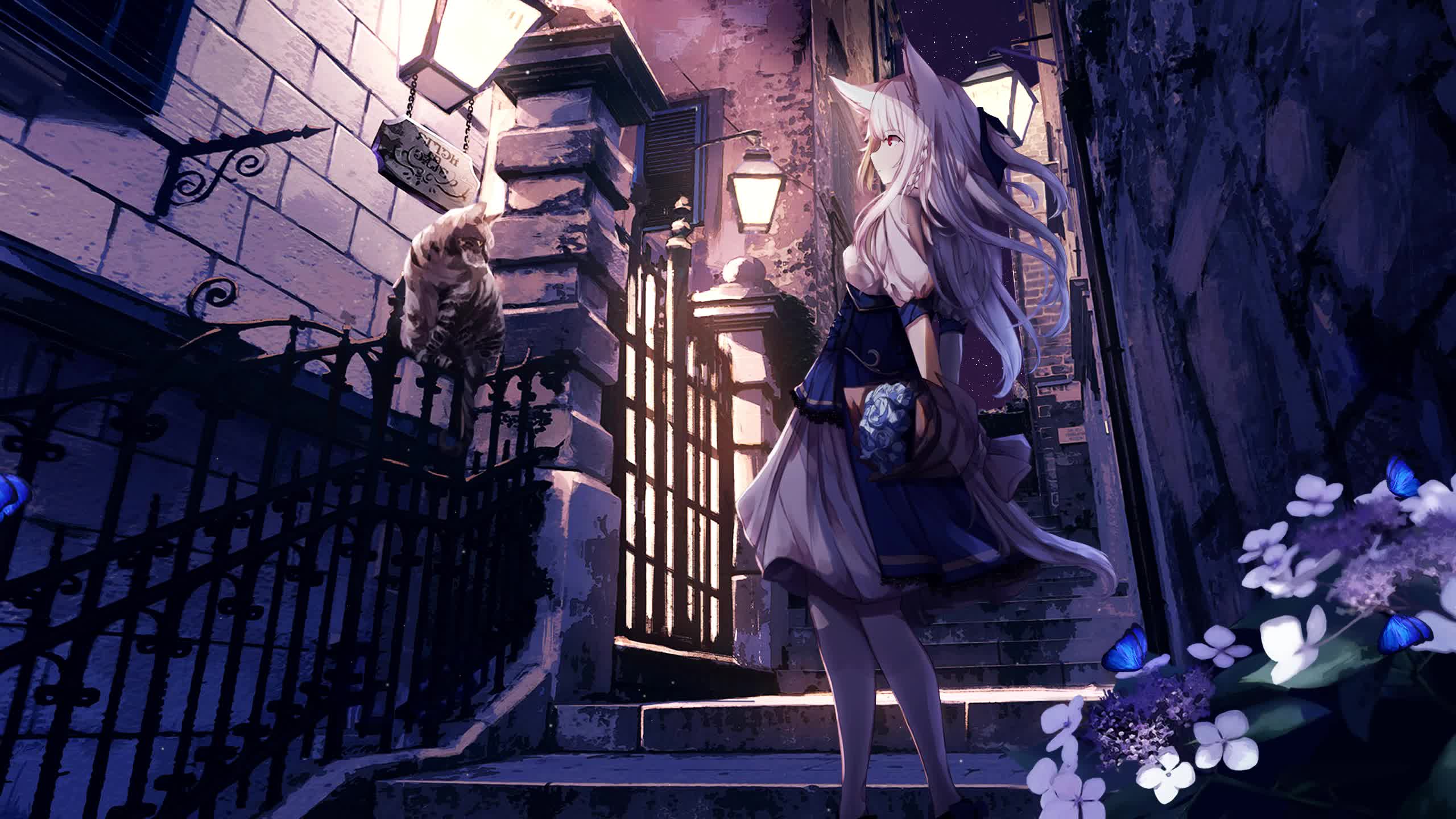 Download PC HD Neko Vs Cat Girl Live Anime Wallpaper