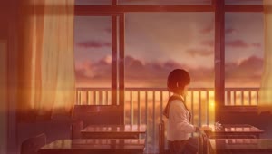 PC HD Sunset Classroom Live Anime Wallpaper