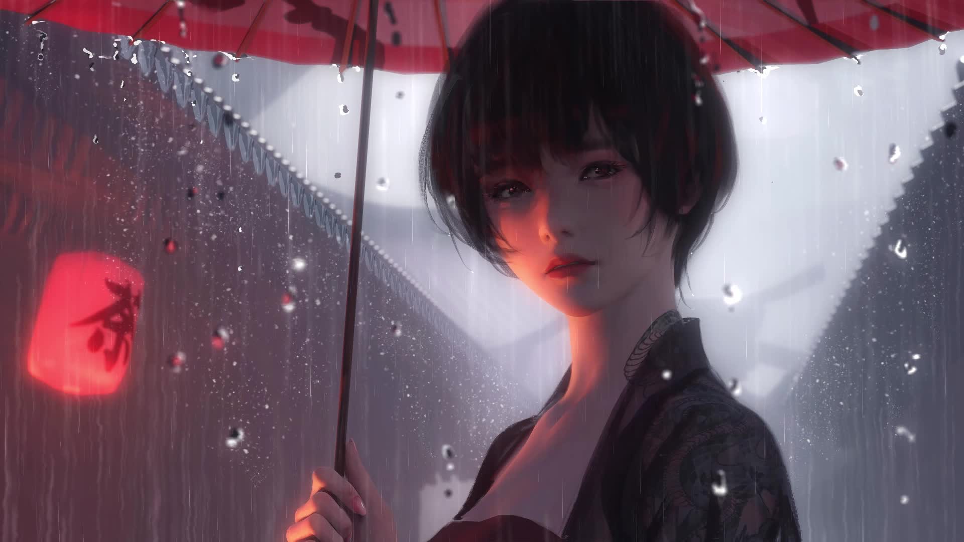 Download PC HD Rain Girl Live Anime Wallpaper