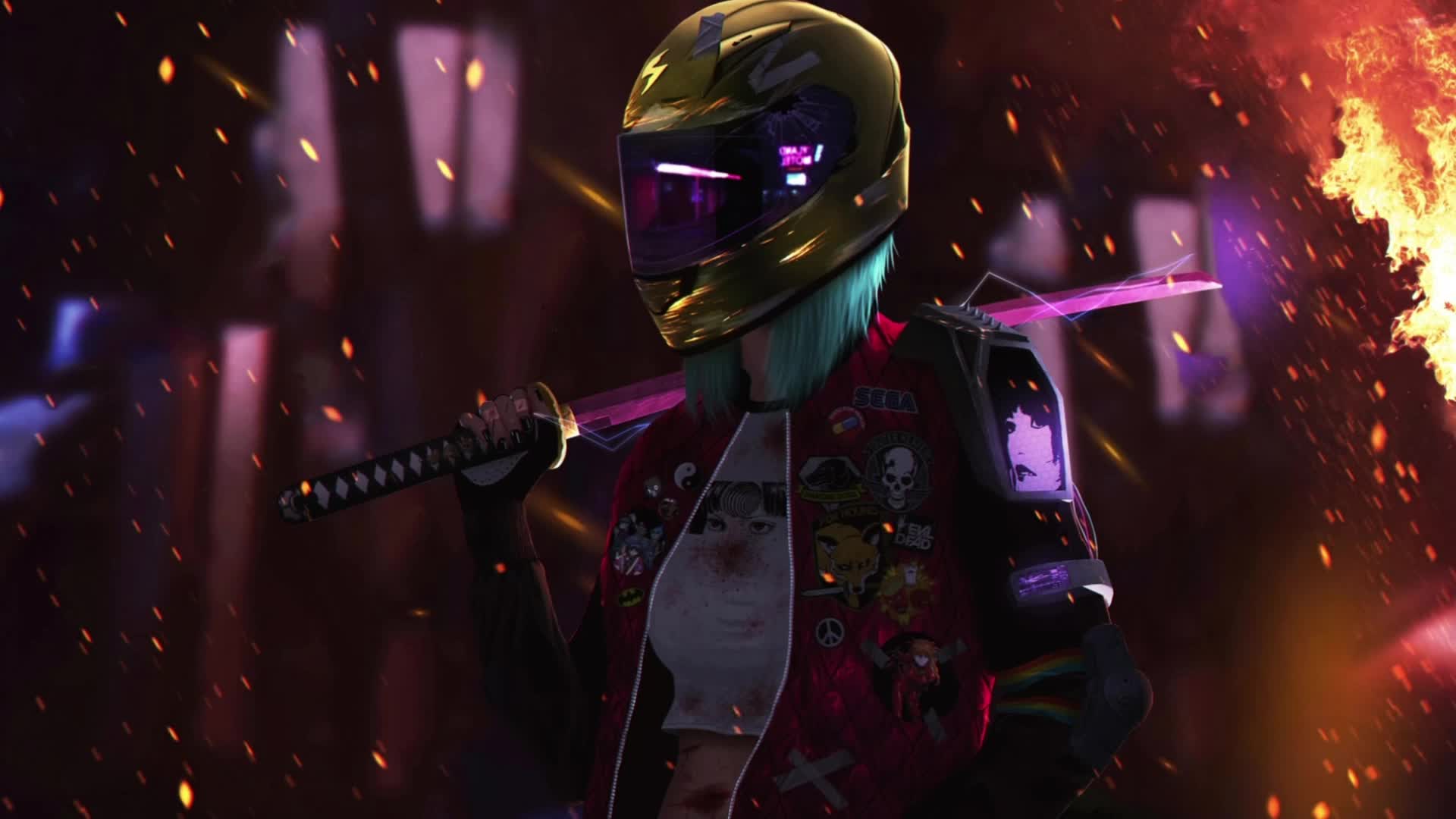 Download PC Desktop Cyberpunk Biker Girl Desktop Live Wallpaper