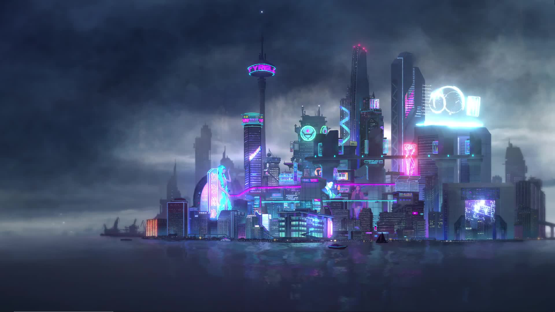 Download Ciber City Neon Live Wallpaper For PC