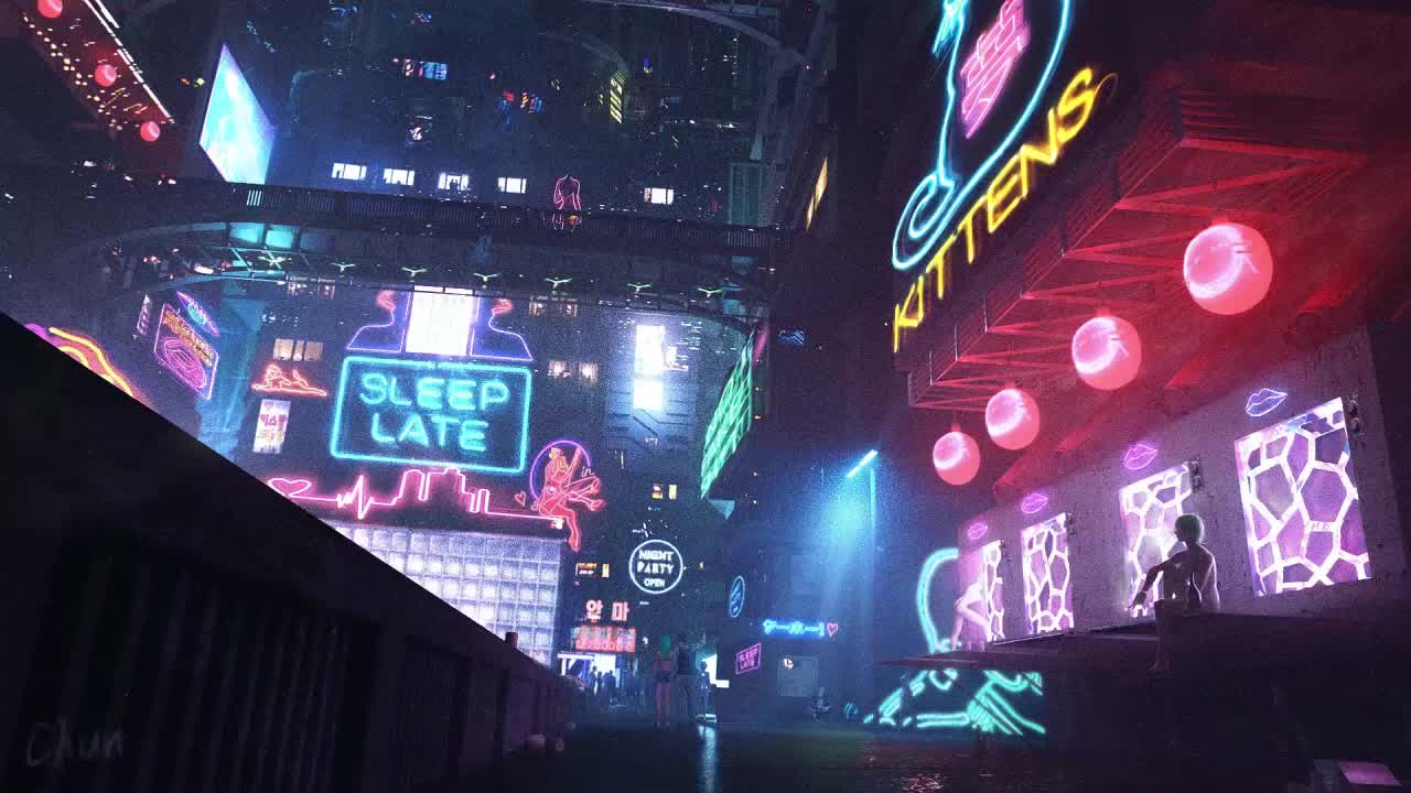 Download Cyberpunk Neon City HD Live Wallpaper For PC
