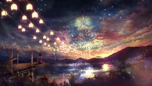 Night Fireworks HD Live Wallpaper For PC
