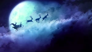 Santa And Reindeer Flying In Clouds HD Live Wallpaper For PC