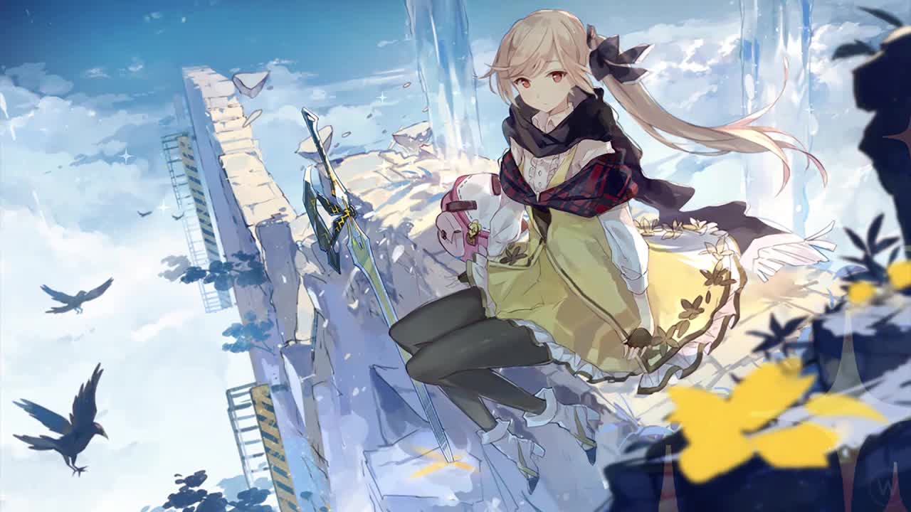 Download Anime Girl Sitting On The Wall In The Sky HD Live Wallpaper For PC