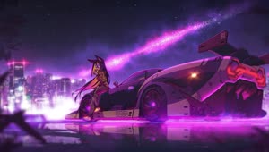 Furry Girl And Cyberpunk Car HD Live Wallpaper For PC