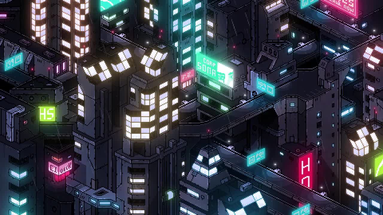 Download Cyberpunk City Pixel HD Live Wallpaper For PC