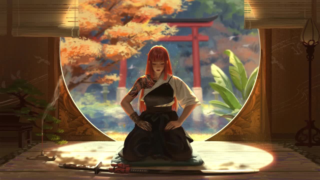 Download Samurai Girl Meditating HD Live Wallpaper For PC
