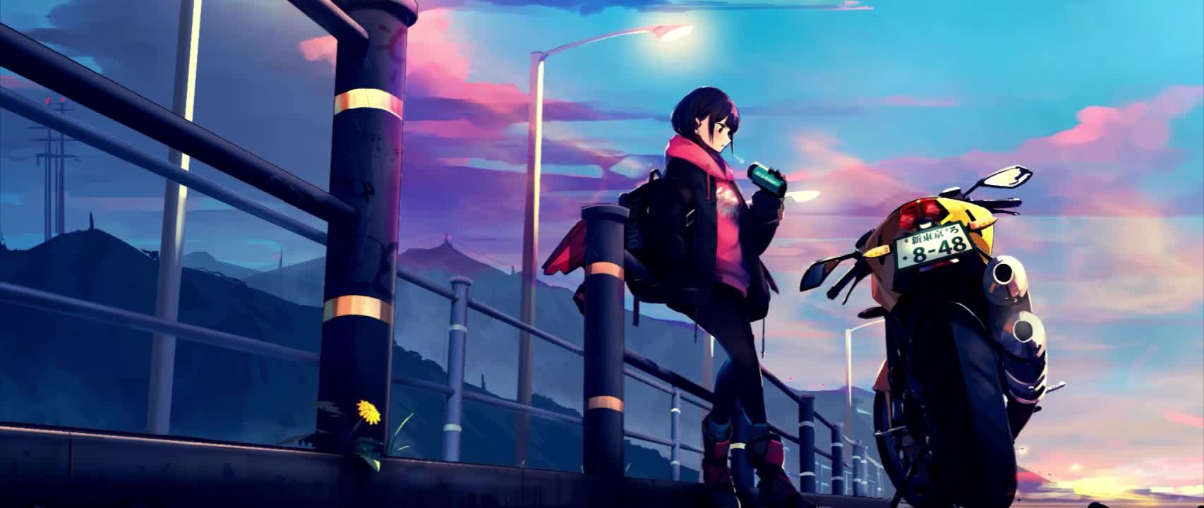 Download Anime Girl With Motorcycle HD Live Wallpaper For PC