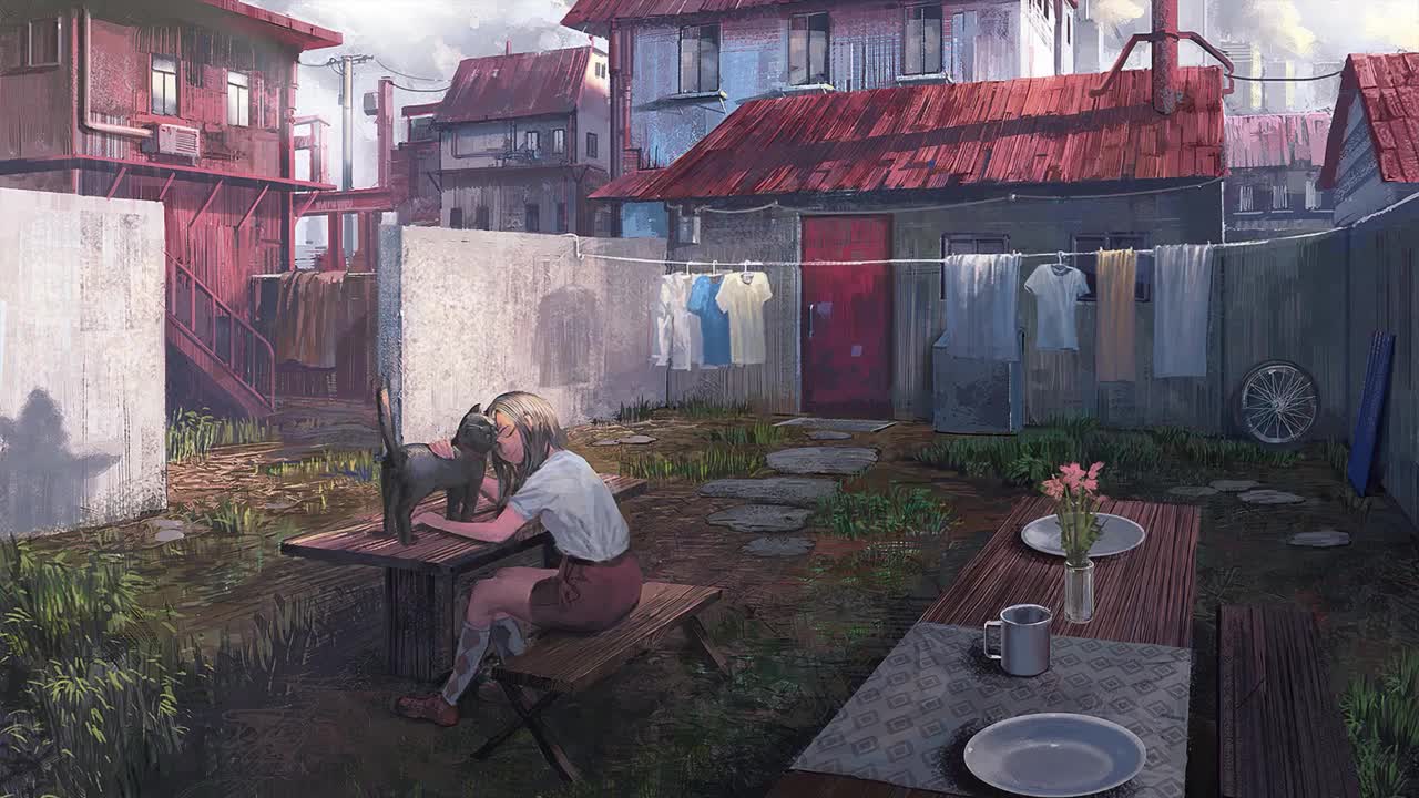 Download Anime Girl Playing With Cat HD Live Wallpaper For PC