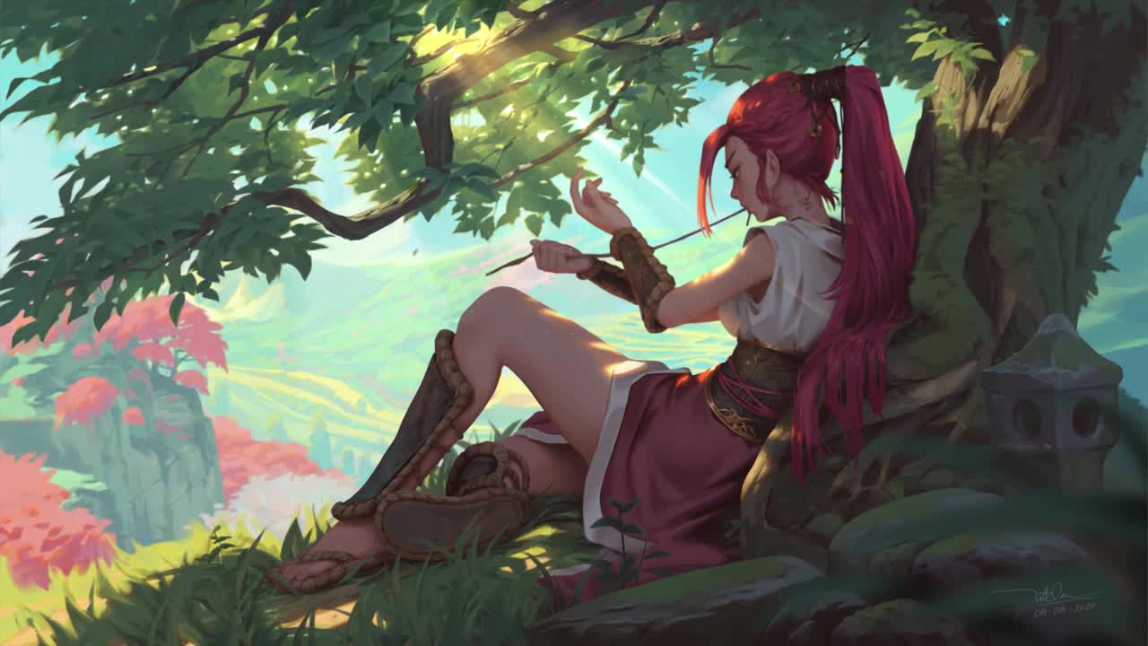 Download Fantasy Girl Chilling By The Tree HD Live Wallpaper For PC