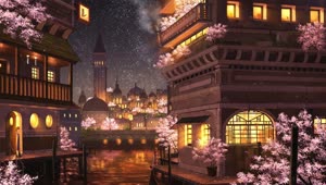 Cherry Blossom City HD Live Wallpaper For PC