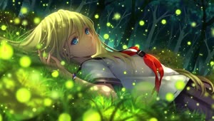 Anime Girl Lying On The Grass HD Live Wallpaper For PC