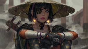 Samurai Girl Chilling HD Live Wallpaper For PC