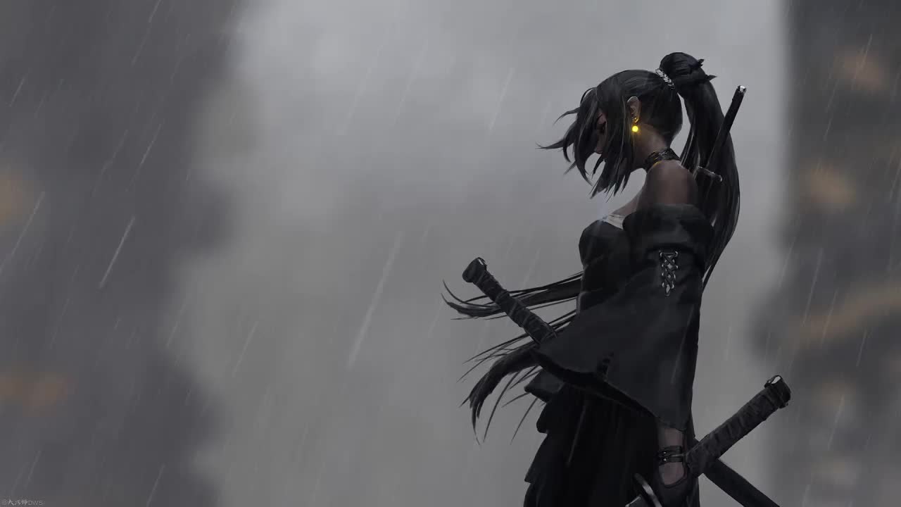 Download Samurai Girl In The Rain HD Live Wallpaper For PC