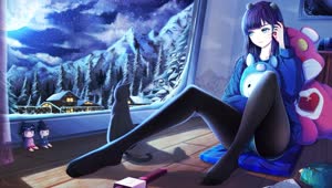 Anime Girl Looking At The Snow By The Window HD Live Wallpaper For PC