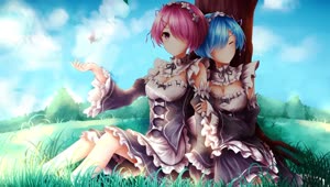 Ram And Rem Sitting Together Under The Tree Re Zero HD Live Wallpaper For PC