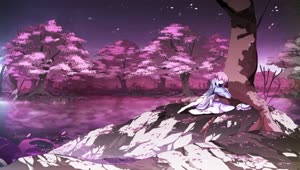 Yuyuko Saigyouji Falling Asleep Next To The Cherry Blossom Tree Touhou Project HD Live Wallpaper For PC