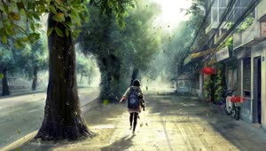 Anime Girl Coming Home After School HD Live Wallpaper For PC