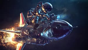 Astronaut Riding Rocket HD Live Wallpaper For PC