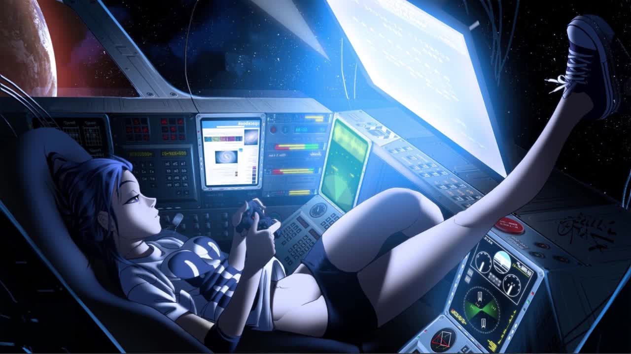 Download Space Gamer Girl HD Live Wallpaper For PC