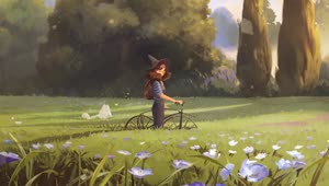 Girl And Bicycle HD Live Wallpaper For PC