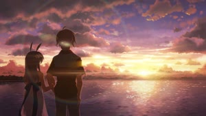Anime Couple Watching The Sunset Together HD Live Wallpaper For PC