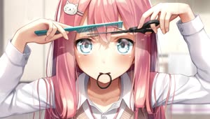 Anime Girl Cutting Hair HD Live Wallpaper For PC