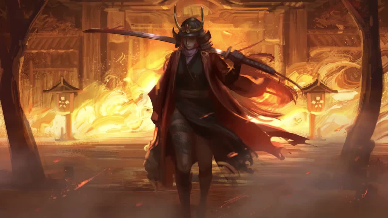 Download Samurai And A Burning Temple HD Live Wallpaper For PC