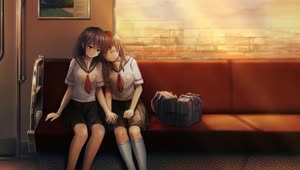 Anime Girls Taking The Train Home After School HD Live Wallpaper For PC