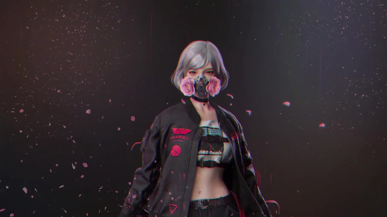 Download Cyberpunk Girl Flower Mask HD Live Wallpaper For PC