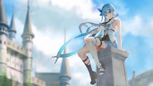 Anime Girl Sitting On A Column HD Live Wallpaper For PC