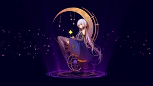 Vocaloid Stardust Sitting On The Moon Globe HD Live Wallpaper For PC
