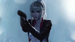 Girl Holding A Gun In The Rain HD Live Wallpaper For PC