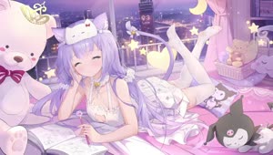 Anime Cat Girl Lying Down In Bed HD Live Wallpaper For PC