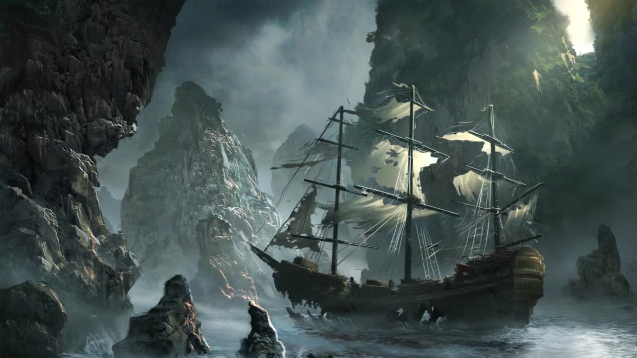 Download Fantasy Ship Moving On The Sea HD Live Wallpaper For PC