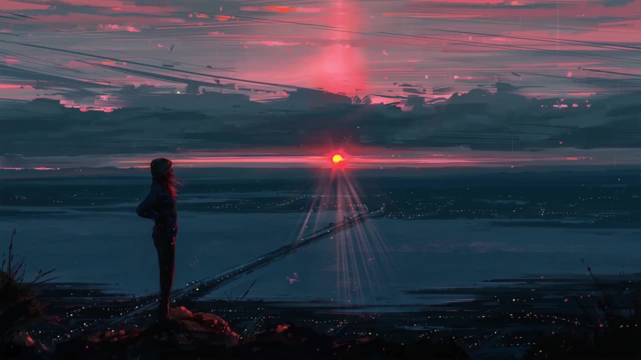 Download Anime Girl Watching The Sunset In The Rain HD Live Wallpaper For PC