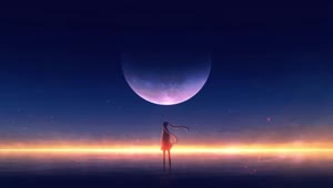 Anime Girl Under The Moon HD Live Wallpaper For PC