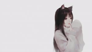 Anime Cat Girl In Sweater HD Live Wallpaper For PC