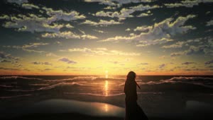 Anime Girl Watching The Sunset On The Beach HD Live Wallpaper For PC
