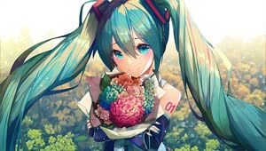 Hatsune Miku And Flowers HD Live Wallpaper For PC