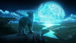 Cyan Wolf Moon HD Live Wallpaper For PC