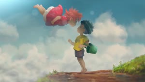 Ponyo And Sosuke Ponyo On The Cliff By The Sea Movie HD Live Wallpaper For PC