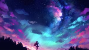 Anime Girl Starry Night Sky HD Live Wallpaper For PC