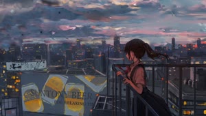Anime Girl Standing On A Balcony HD Live Wallpaper For PC