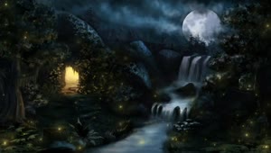 Moon Night Waterfall HD Live Wallpaper For PC