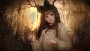 Gothic Anime Girl Burning Flowers HD Live Wallpaper For PC